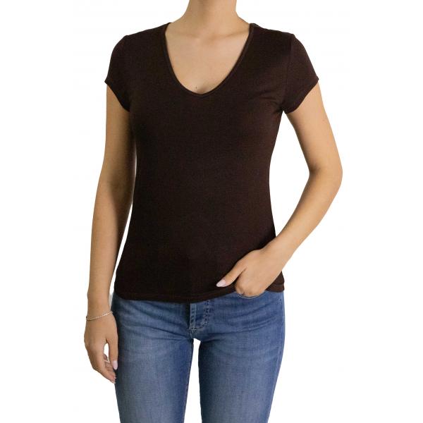 Maglia scollo a V tinta unita 